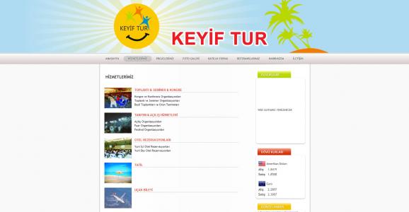 <h3>Keyif Tur LTD. ŞTİ.</h3> <br /> <br /> <br /> - Özel Tasarım<br /> - PHP Kodlama<br /> - XHTML & CCS<br /> - V3.0 Yönetim Paneli<br />