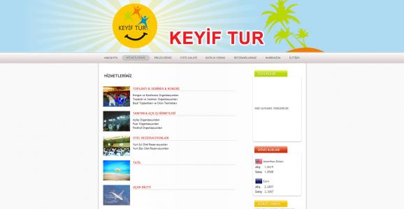 <h3>Keyif Tur LTD. ŞTİ.</h3> <br /> <br /> <br /> - Özel Tasarım<br /> - PHP Kodlama<br /> - XHTML & CCS<br /> - V3.0 Yönetim Paneli<br />